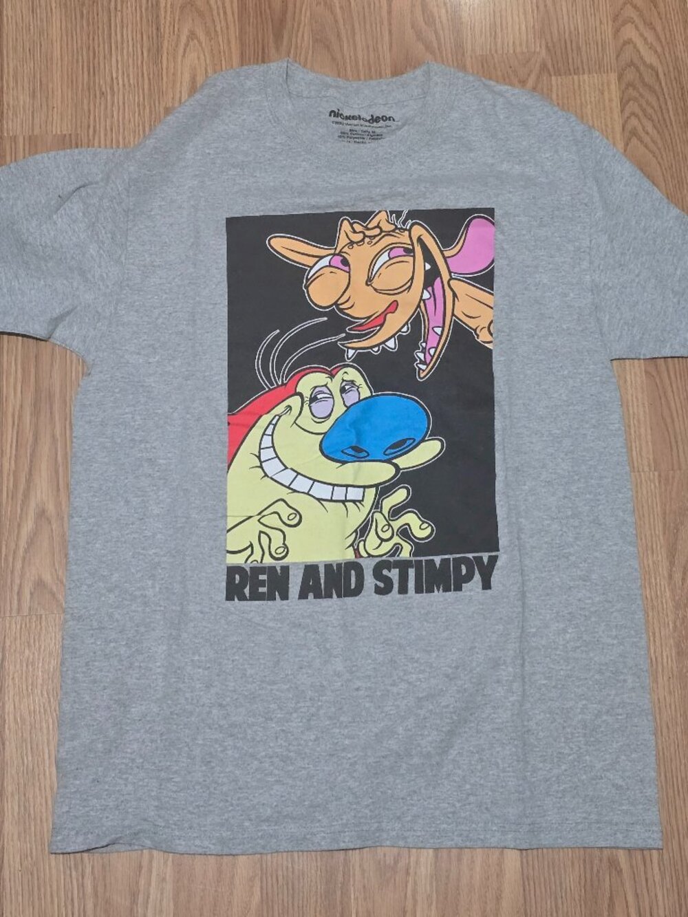 Ren and Stimpy Shirt Size M Gray Graphic Tee Nickelodeon 90s Cartoon Retro Y2K